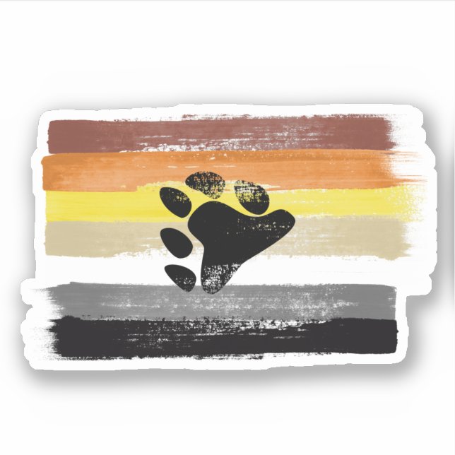 PAINTED BEAR PRIDE FLAG and SYMBOL Sticker (Front)