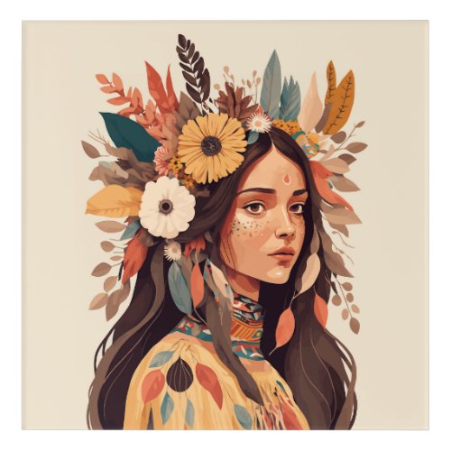 Painted Beautiful Native American Woman Acrylic Print