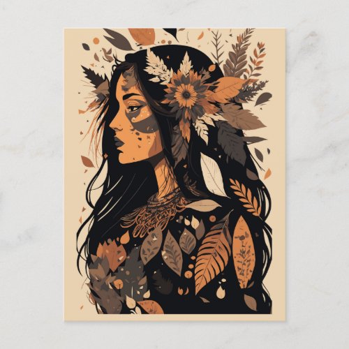 Painted Beautiful Native American Woman Postcard