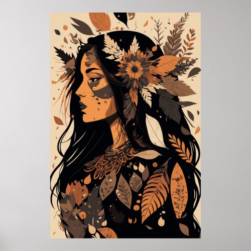 Painted Beautiful Native American Woman Poster