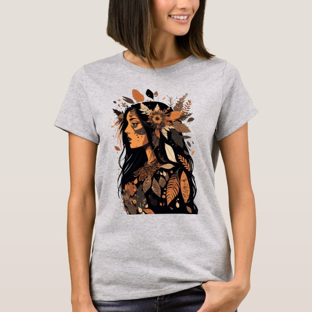 Painted Beautiful Native American Woman  T-Shirt (Front)