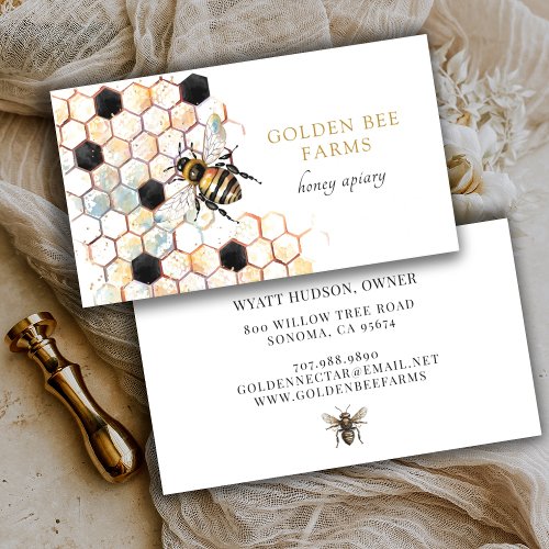 Painted Bee Honeycomb Beekeeper Apiary Business Card