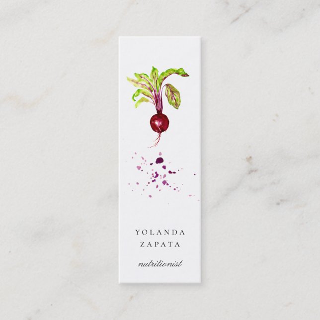 Painted Beet Mini Business Cards (Front)