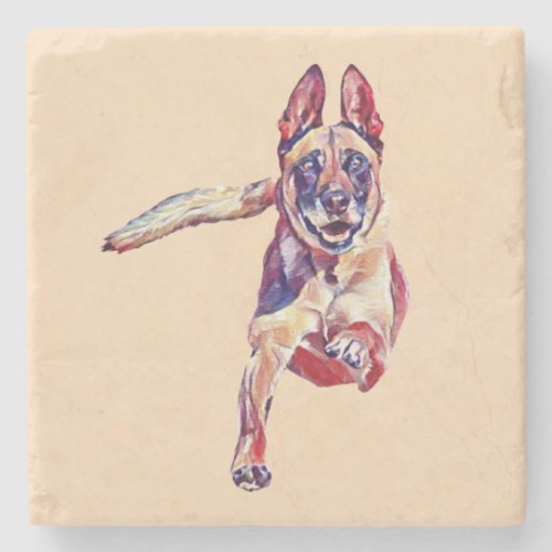 Painted Belgian Malinois Marble Coaster