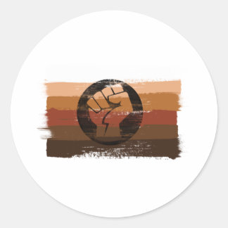 PAINTED BIPOC STRIPES and FIST Classic Round Sticker