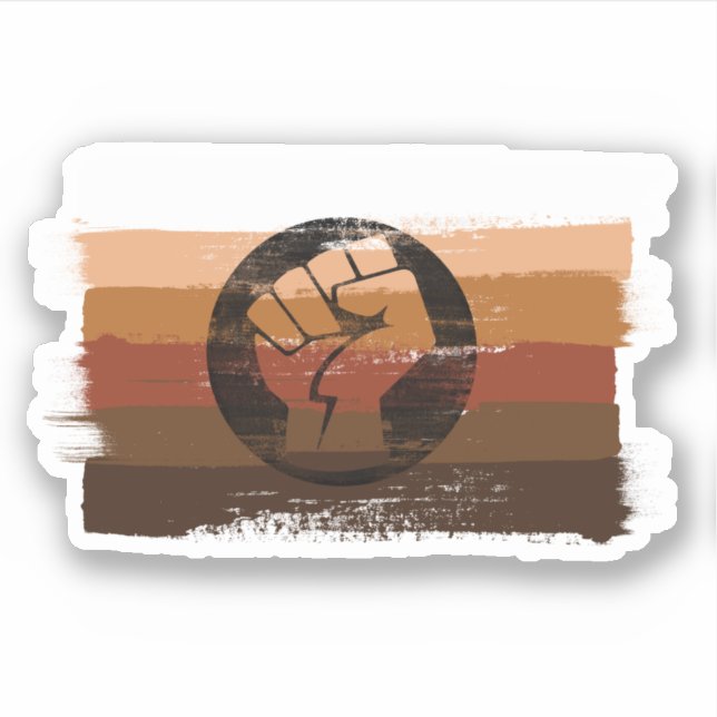 PAINTED BIPOC STRIPES and FIST Sticker (Front)