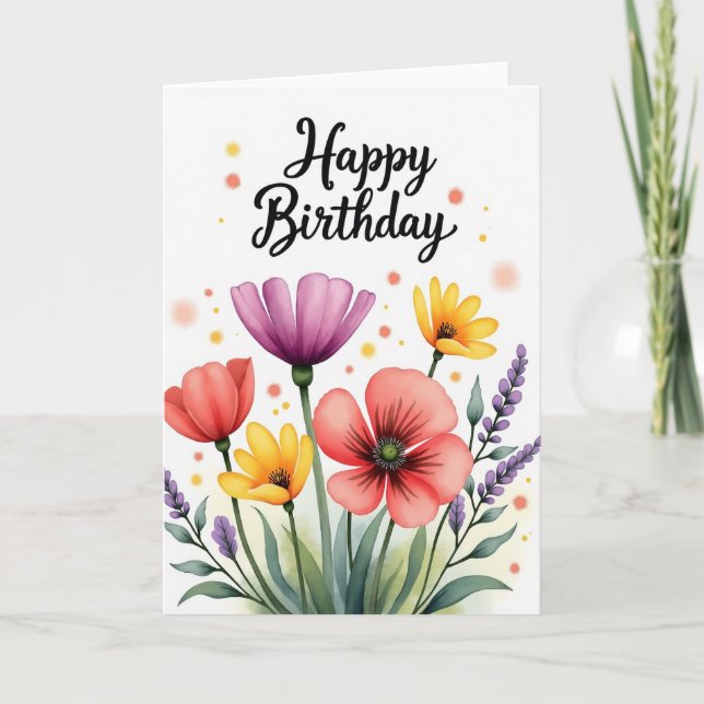 Painted Birthday Bloom Card (Front)