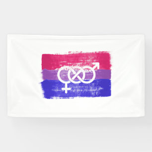 PAINTED BISEXUAL SYMBOL PRIDE FLAG BANNER