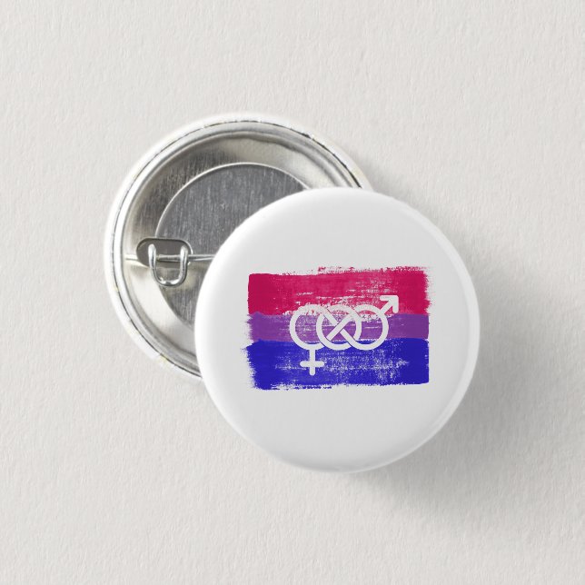 PAINTED BISEXUAL SYMBOL PRIDE FLAG BUTTON (Front & Back)