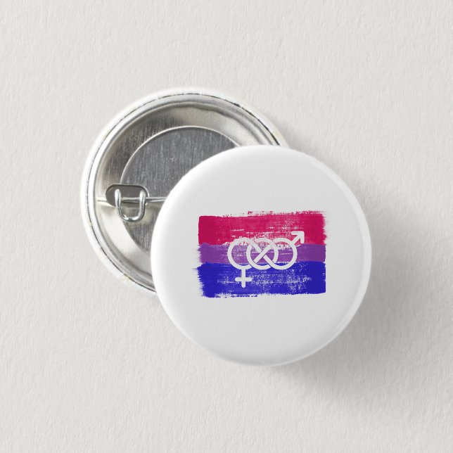 PAINTED BISEXUAL SYMBOL PRIDE FLAG BUTTON (Front & Back)