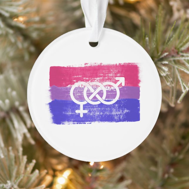 PAINTED BISEXUAL SYMBOL PRIDE FLAG ORNAMENT (Tree)