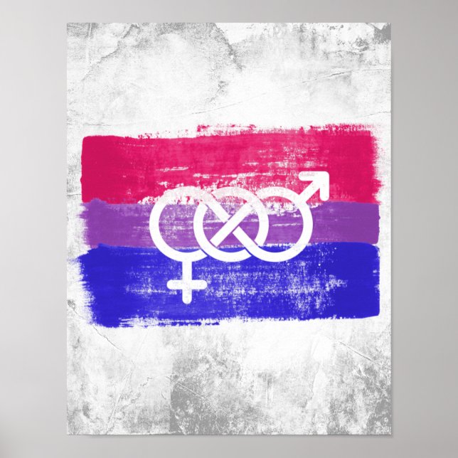 PAINTED BISEXUAL SYMBOL PRIDE FLAG POSTER (Front)