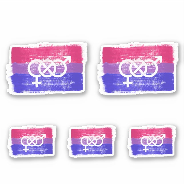 PAINTED BISEXUAL SYMBOL PRIDE FLAG STICKER (Front)
