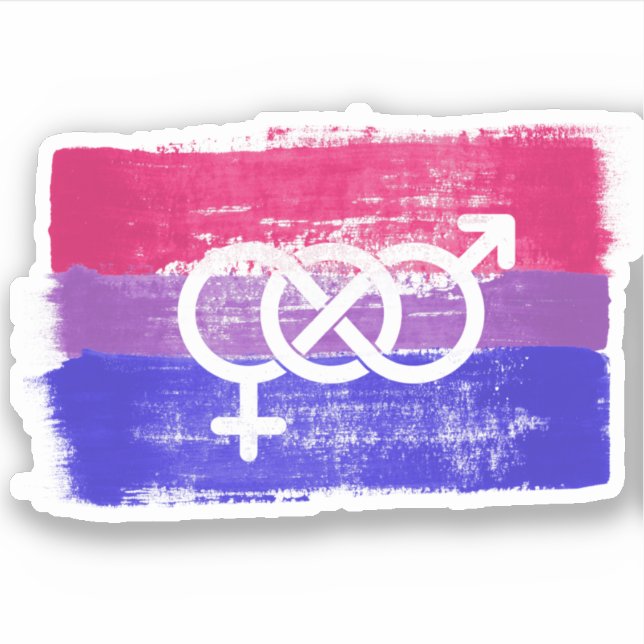 PAINTED BISEXUAL SYMBOL PRIDE FLAG STICKER (Front)