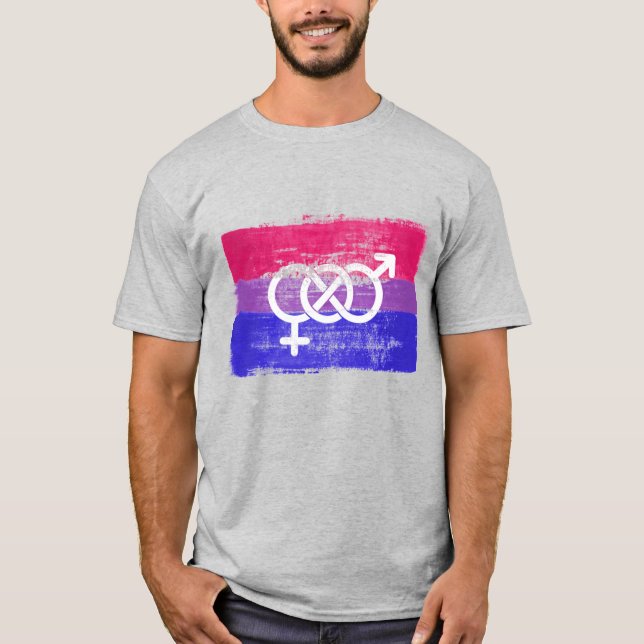 PAINTED BISEXUAL SYMBOL PRIDE FLAG T-Shirt (Front)