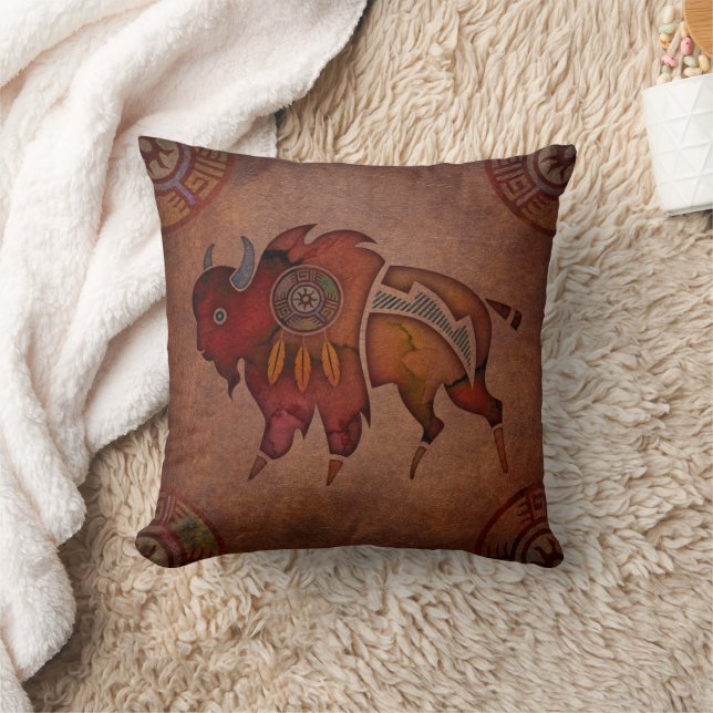 Painted Bison II Throw Pillow (Blanket)