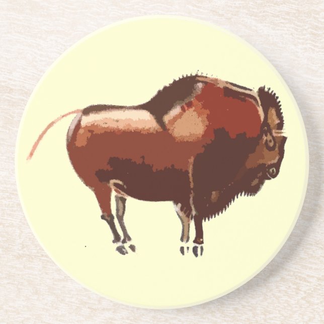 Painted Bison Sandstone Coaster (Front)