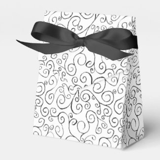 Painted Black Curvy Pattern on White Favor Box