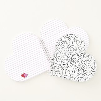 Painted Black Curvy Pattern on White Notebook