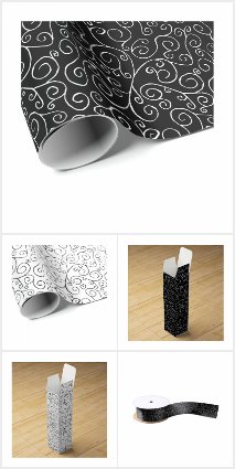 Painted Black/White Curvy Patterns Gift Supplies
