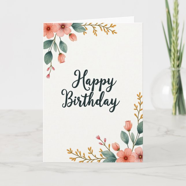 Painted Bloom Birthday Card (Front)