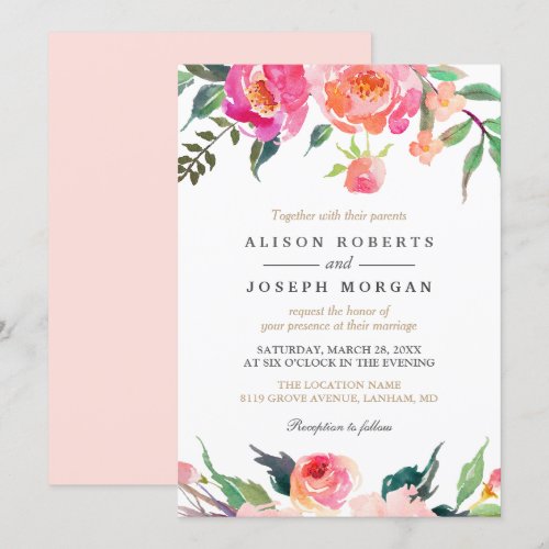 PAINTED BLOOMS Botanical Floral Wedding Invitation
