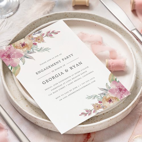 Painted Blooms Engagement Party Invitation
