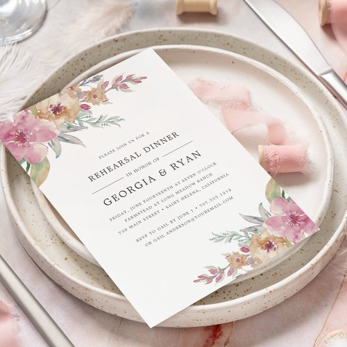 Painted Blooms Rehearsal Dinner Invitation