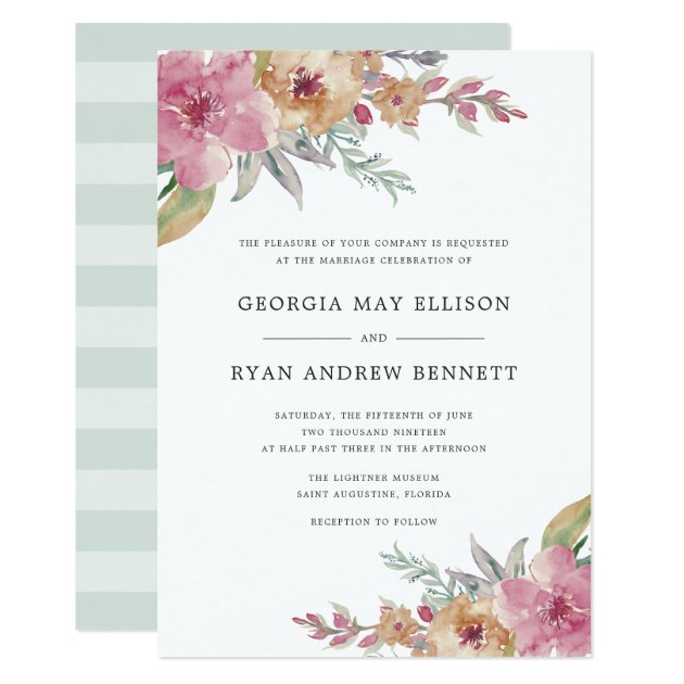 Painted Blooms Wedding Invitation