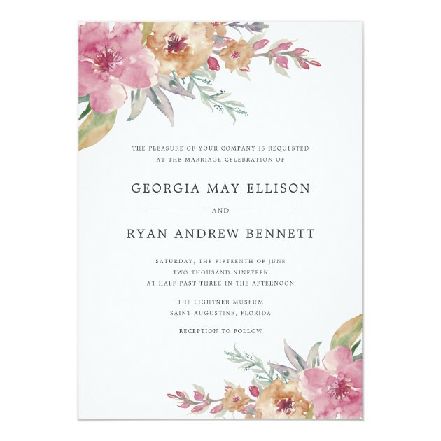 Painted Blooms Wedding Invitation