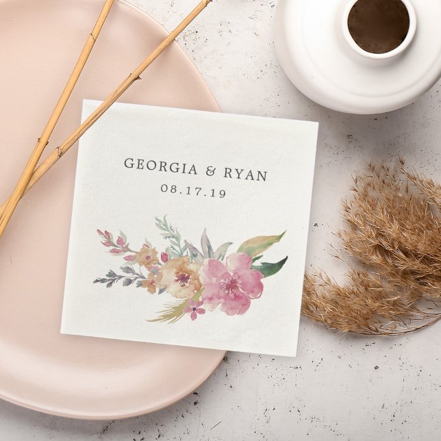 Painted Blooms Wedding Napkins (Creator Uploaded)