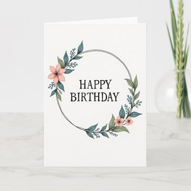 Painted Blossoms Birthday Card (Front)