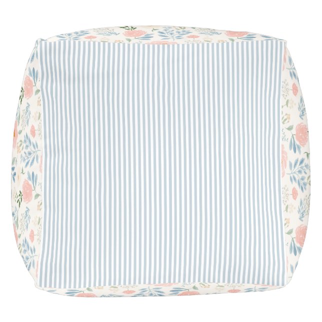 Painted Blossoms Flowers Floral Pouf (Bottom)