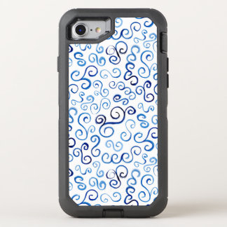 Painted Blue Abstract Curvy Pattern OtterBox Defender iPhone SE/8/7 Case