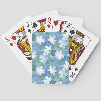 Painted Blue and Green Puzzle Piece  Pocket Folder Poker Cards