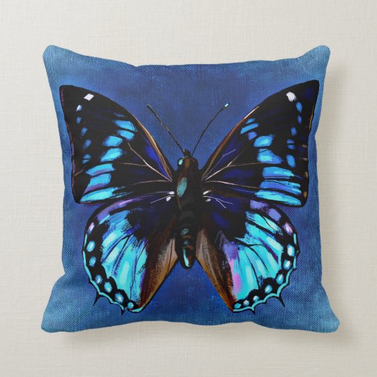 Painted Blue Butterfly Throw Pillow | Zazzle.com