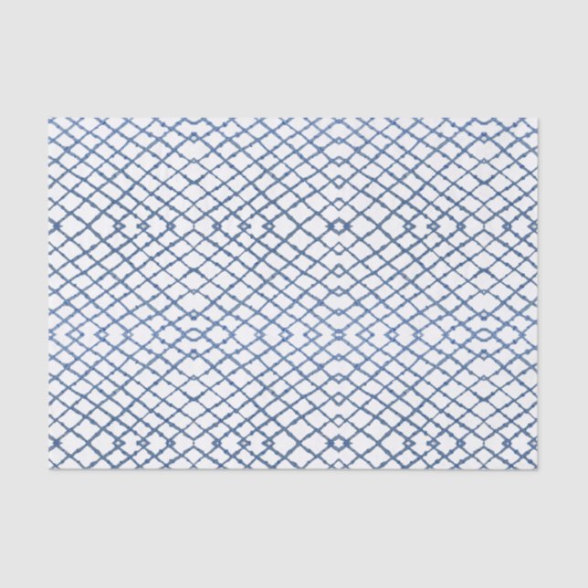 Painted Blue Chinoiserie Trellis  Tissue Paper (Front)