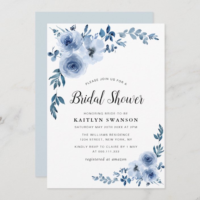 painted blue floral Bridal shower Invitation | Zazzle.com