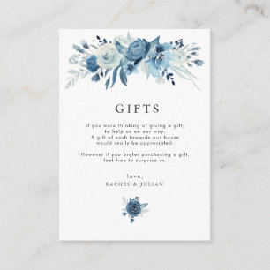Painted blue floral wedding gifts card