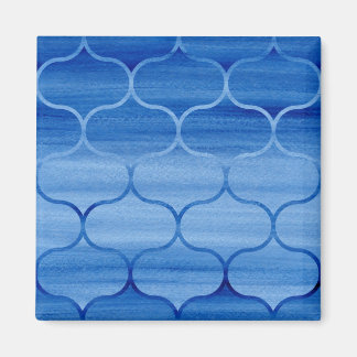 Painted Blue Geometric Ogee Design Magnet