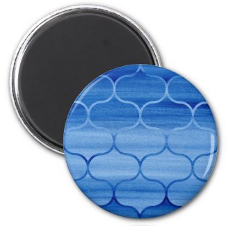 Painted Blue Geometric Ogee Design Magnet