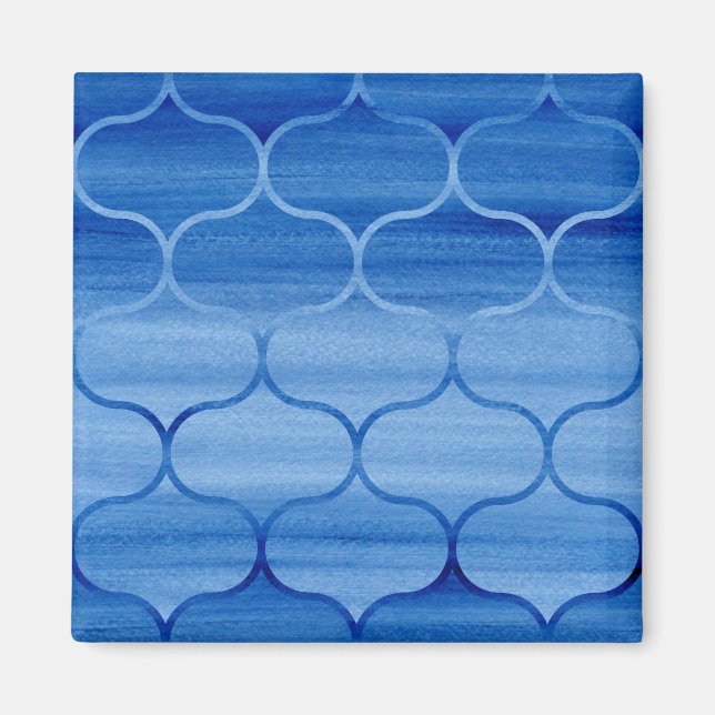 Painted Blue Geometric Ogee Design Magnet (Front)