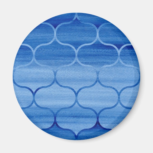Painted Blue Geometric Ogee Design Magnet (Front)