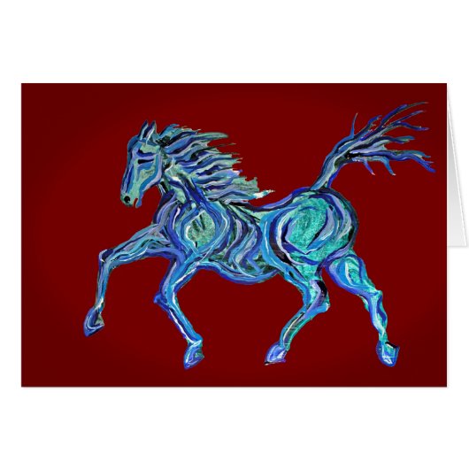 Painted Blue Horse Cards (Front Horizontal)