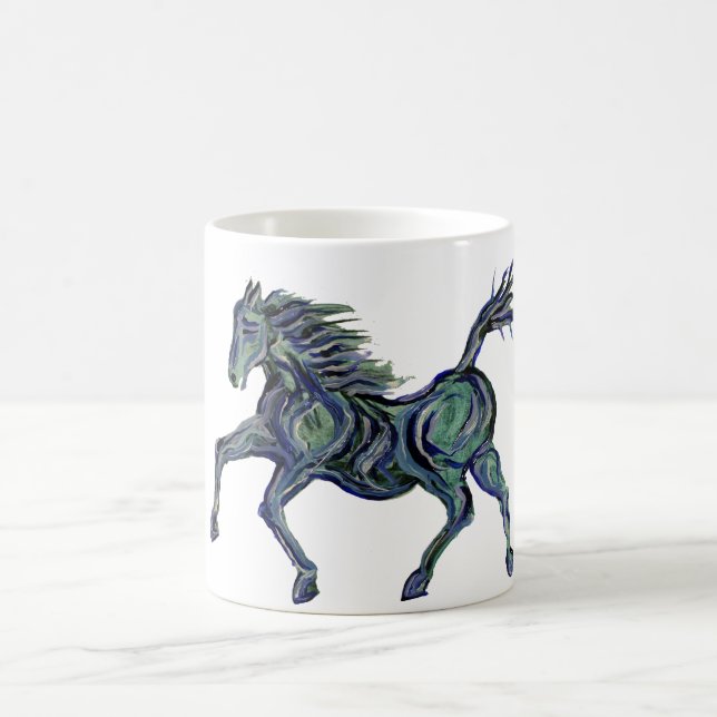 Painted Blue Horse Coffee Mug (Center)