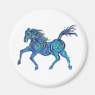 Painted Blue Horse Magnet