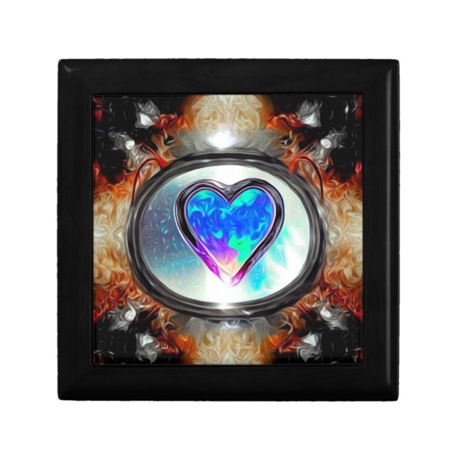 Painted Blue Opal Heart Gift Box (Front)