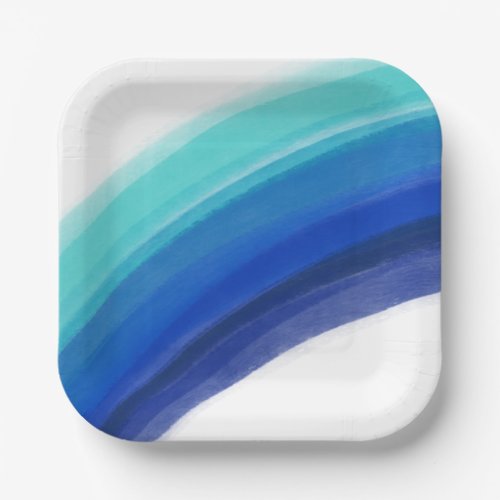 Painted Blue Rainbow Birthday Paper Plates