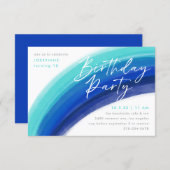 Painted Blue Rainbow Birthday Party Invitation (Front/Back)