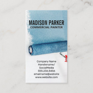 Painted Blue Wall Paint Roller Tool Business Card